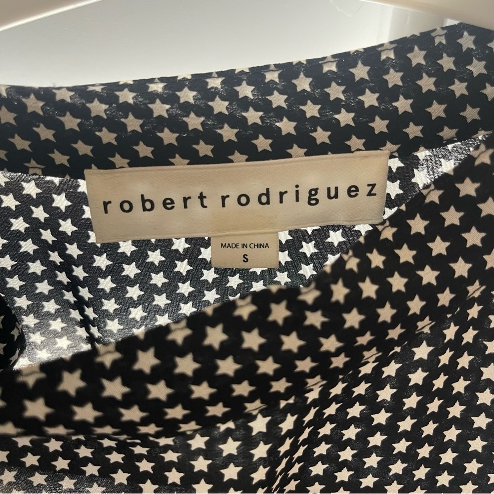 Robert Rodriguez Star Print Cold Shoulder Silk Dress, Small - Picture 12 of 15